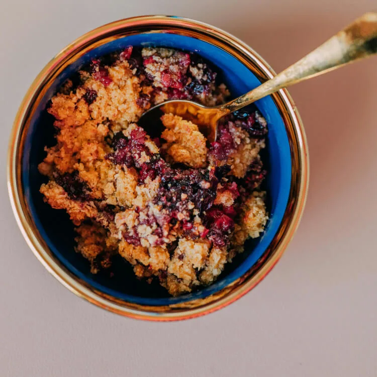Bosbessencrumble met gedroogde blauwe bosbessen bio