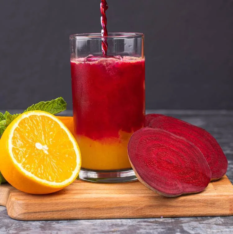 Smoothie betterave avec gingembre et orange