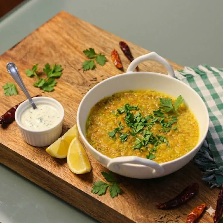 Eenvoudige gele linzen curry (dahl)
